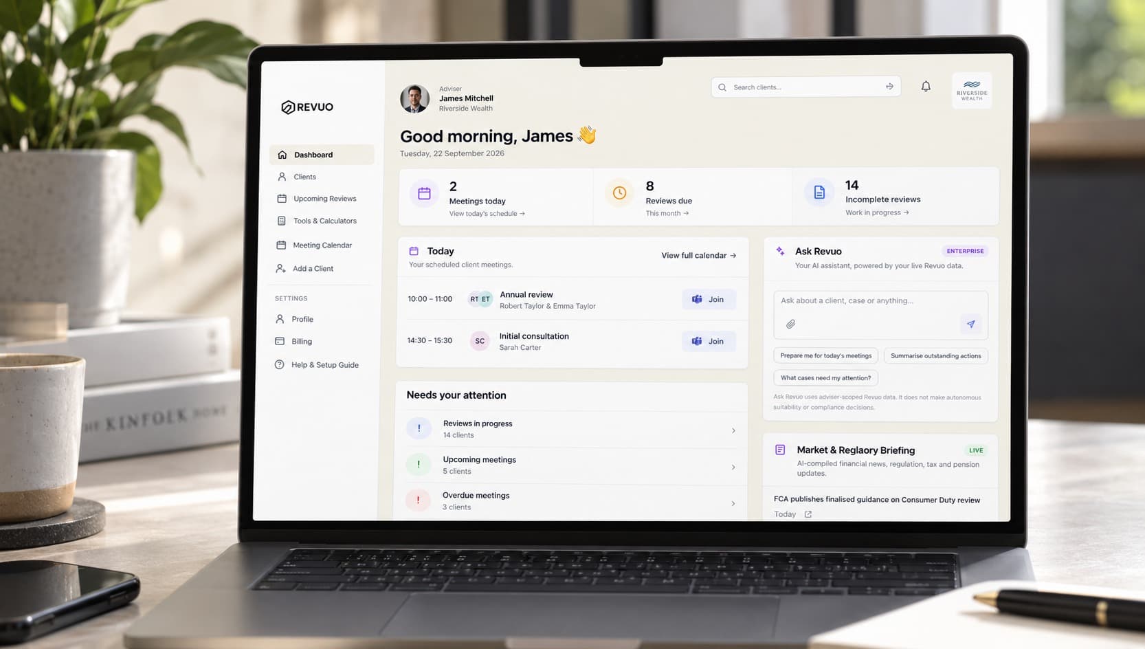 Revuo adviser dashboard